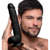 Long Logan 10" Dildo with Balls - Black